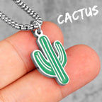 Trendy Cactus INS Style Stainless Steel Men Women Necklaces Pendants Chain for Boy Girlfriend Jewelry Creativity Gift Wholesale