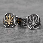 PENDRA Hemp Leaves Boyfriend Steel Ring