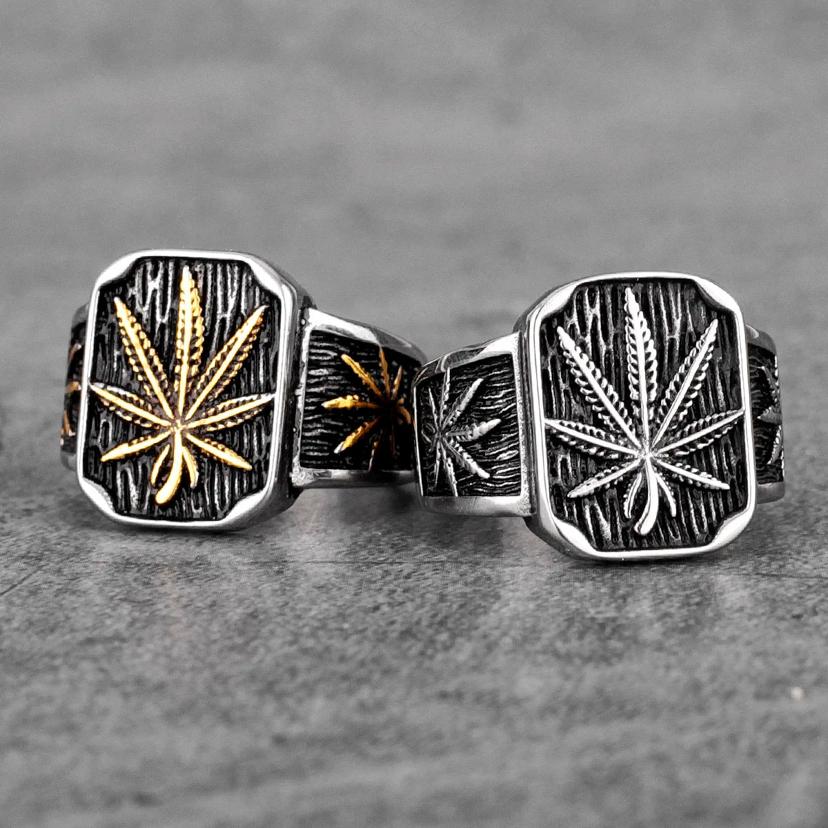 PENDRA Hemp Leaves Boyfriend Steel Ring