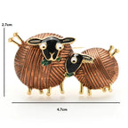 PENDRA Cute Eating Grass Couple Sheep Brooch