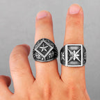 Polaris Star Flower Stainless Steel Mens Rings Simple Trendy Retro for Male Boyfriend Biker Jewelry Creativity Gift Wholesale