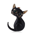 PENDRA Noircat Black Enamel Cat Brooch