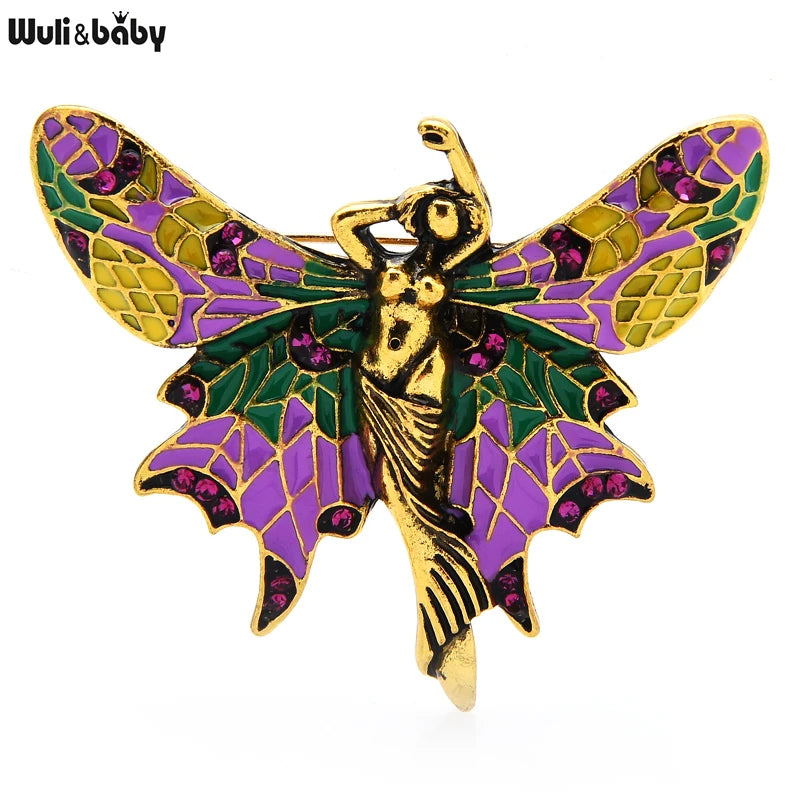 PENDRA Enamel Butterfly Fairy Brooch