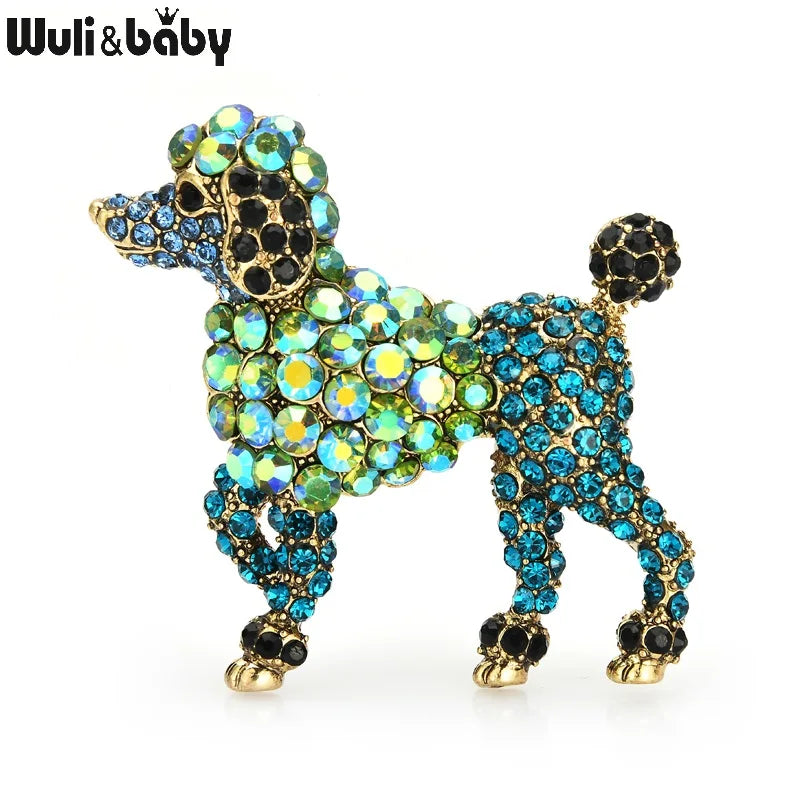 PENDRA Emerald Dog Rhinestone Animal Brooch