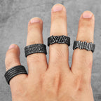PENDRA Black Geometry Charm Ring