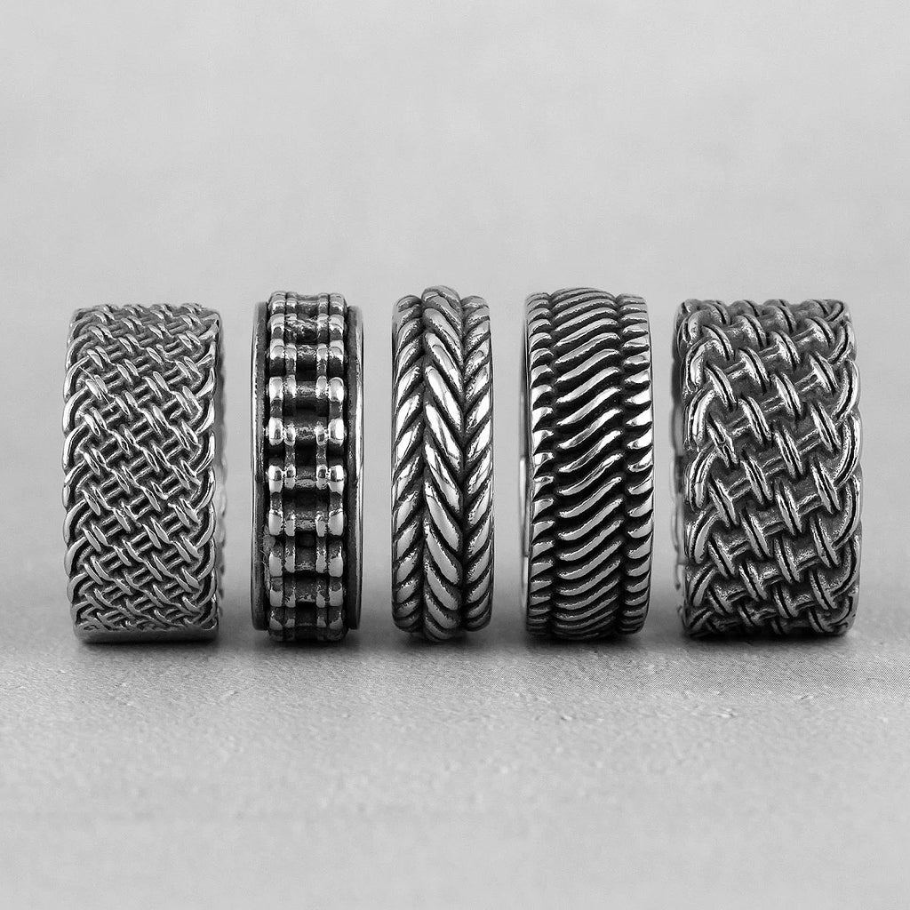 PENDRA Grid Weave Industrial Steel Ring