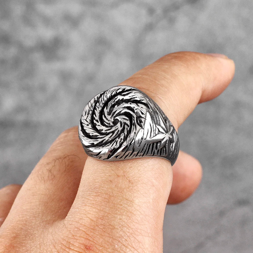 PENDRA Hole Swirl Boyfriend Steel Ring