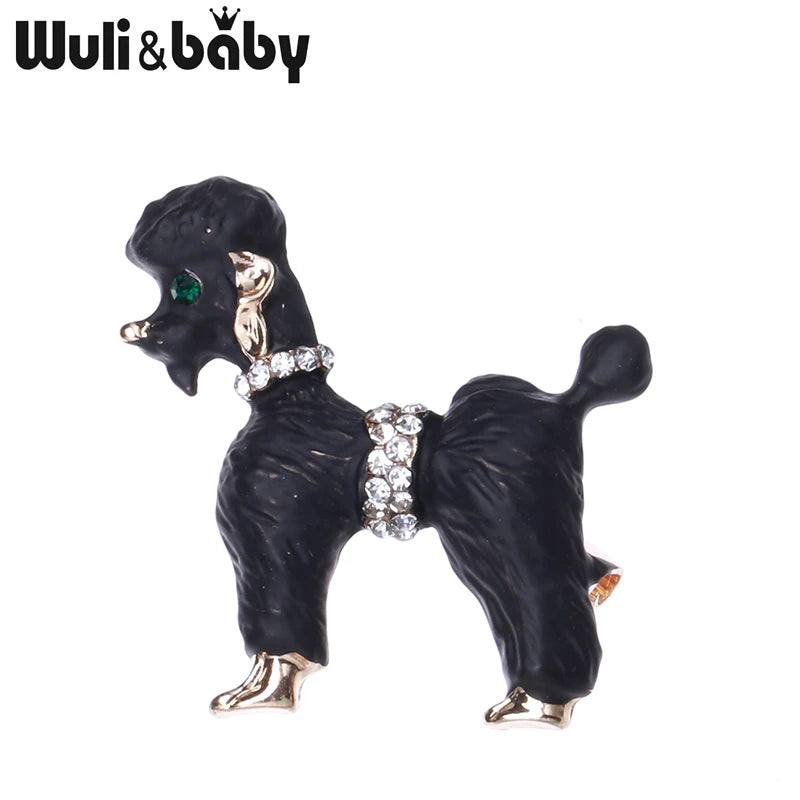 Wuli&baby Cute Curly Hair Dog Brooches For Women Unisex 2-color Enamel Poodle Animal Pets Brooch Pin Gifts