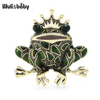 PENDRA Green Crown Frog Brooch