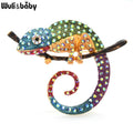 PENDRA Chameleon Lizard Multicolor Rhinestone Brooch