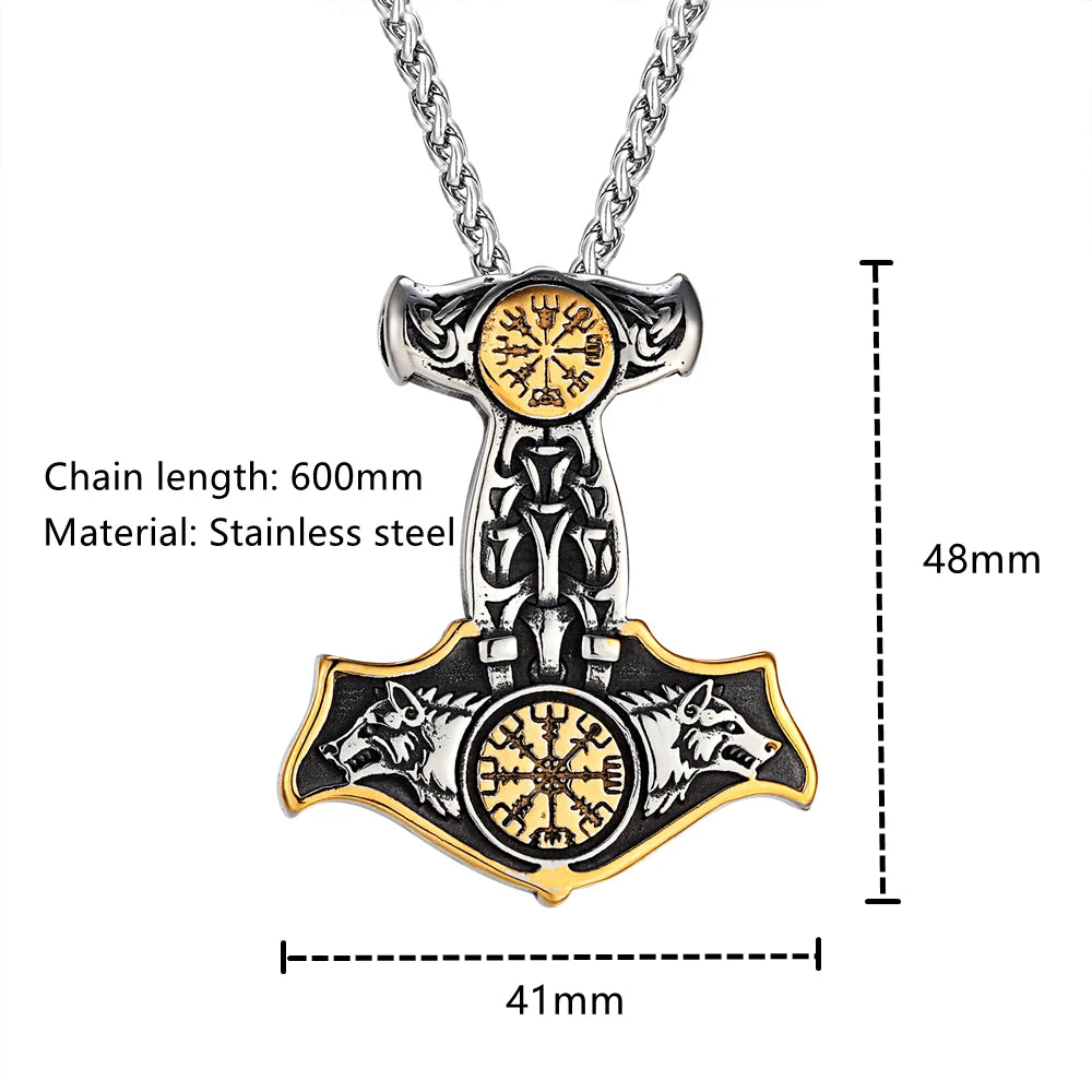 PENDRA Wolf Gold Compass Necklace