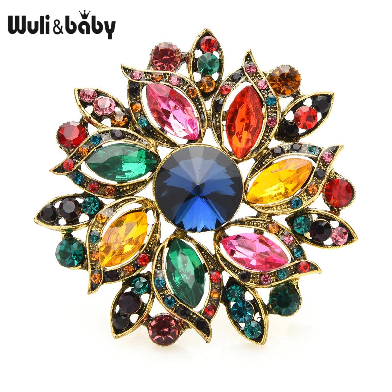 PENDRA Solara Luxury Crystal Sunflower Brooch