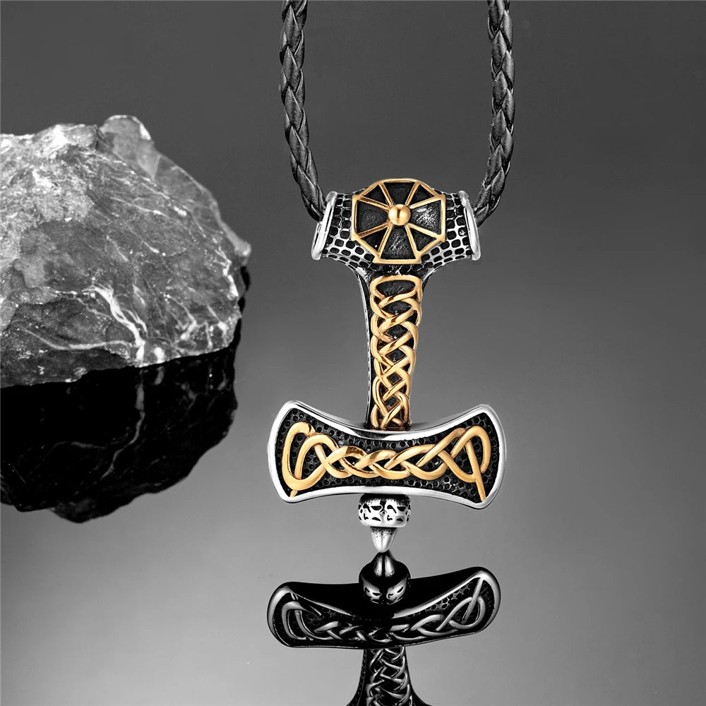 PENDRA Rune Gold Hammer Necklace