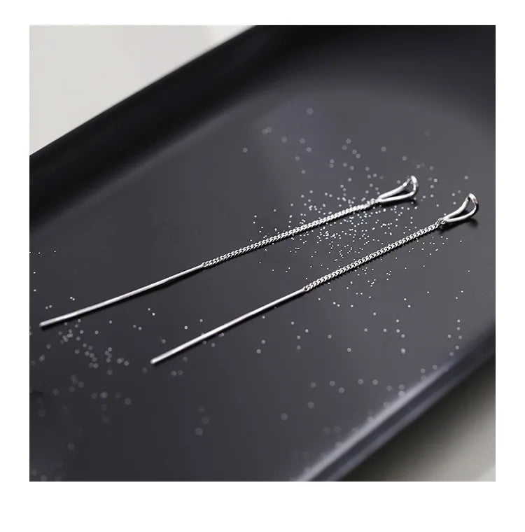 PENDRA Silver Tassel Chain Earrings
