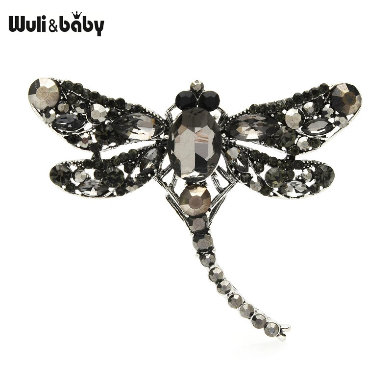 Wuli&baby Smaller Size Crystal Dragonfly Brooches Women 6-color Classic Beauty Insects Party Office Brooch Pins Gifts