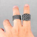 PENDRA Grid Weave Industrial Steel Ring