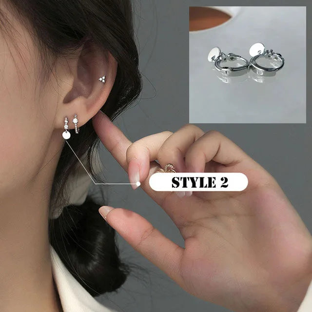 VENTFILLE 925 Sterling Silver Ear studs For Women Trendy Simple Temperament Zircon Small Round Piece Pendant Earrings Dropship