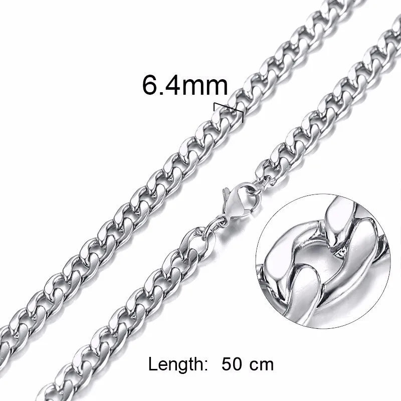 Figaro Necklace Men,Stainless Steel Curb Chain, Man Necklace, 5 to 8mm Link Chain