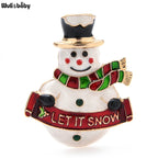 PENDRA Enamel Happy Snowman Brooch