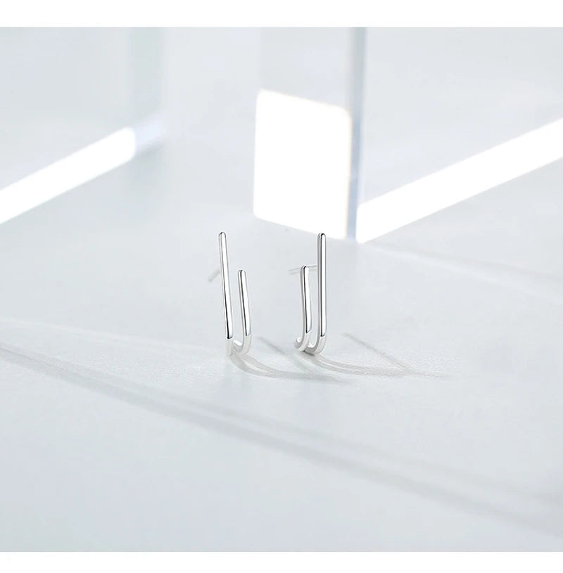 PENDRA Silver Double Layer Earrings