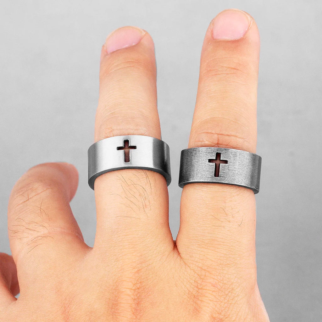 PENDRA Cross Crown Boyfriend Steel Ring