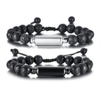 Men Urn Bracelet, Tiger's Eye and Lave Stone Bracelets Stash Capsule, Urns Jewelry for Ashes Cremation Brazalets