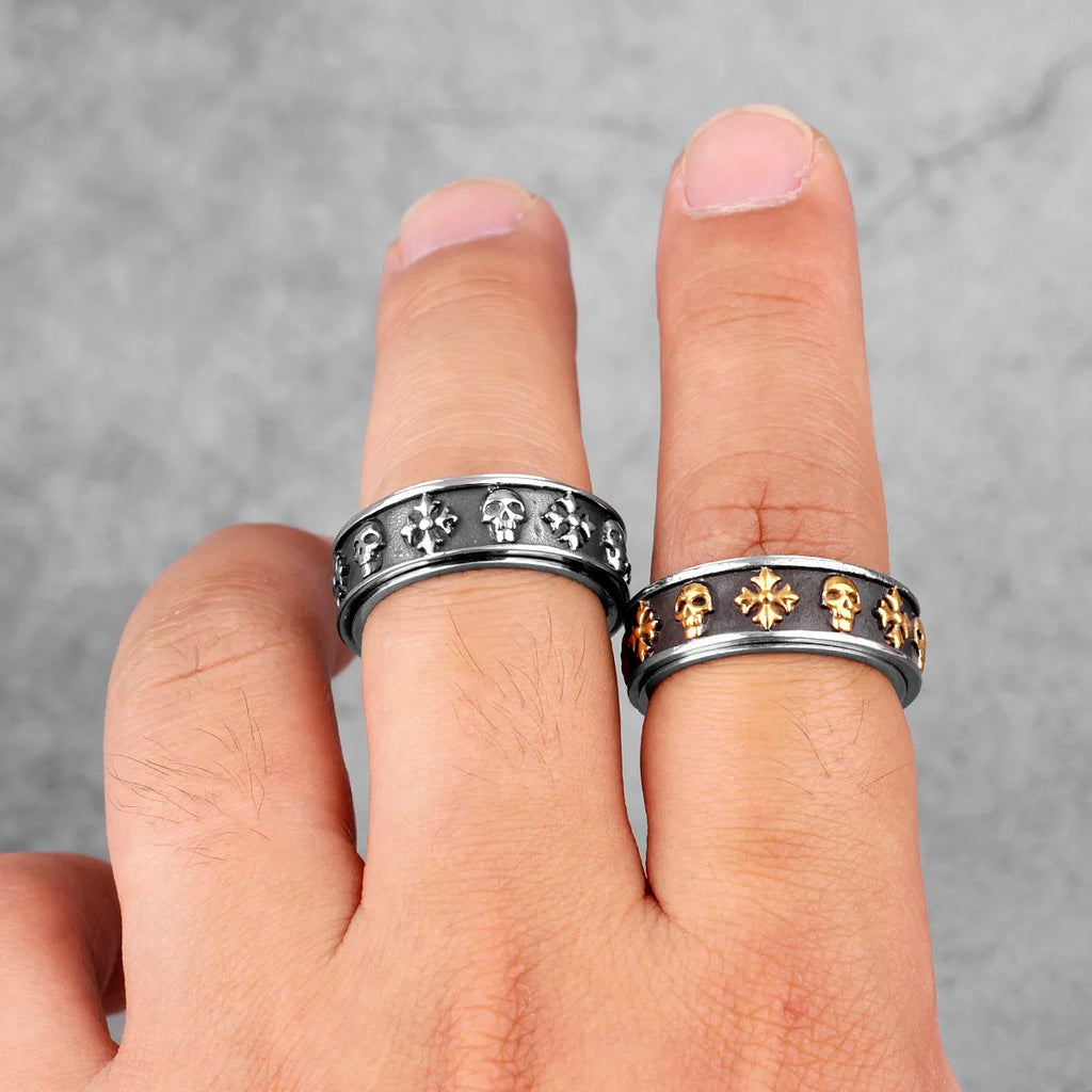 PENDRA Cross Skull Rotatable Ring