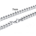 Cuban Link Chain Necklace for Men Women,3 to 7mm Stainless Steel Choker,Basic Jewelry Gift
