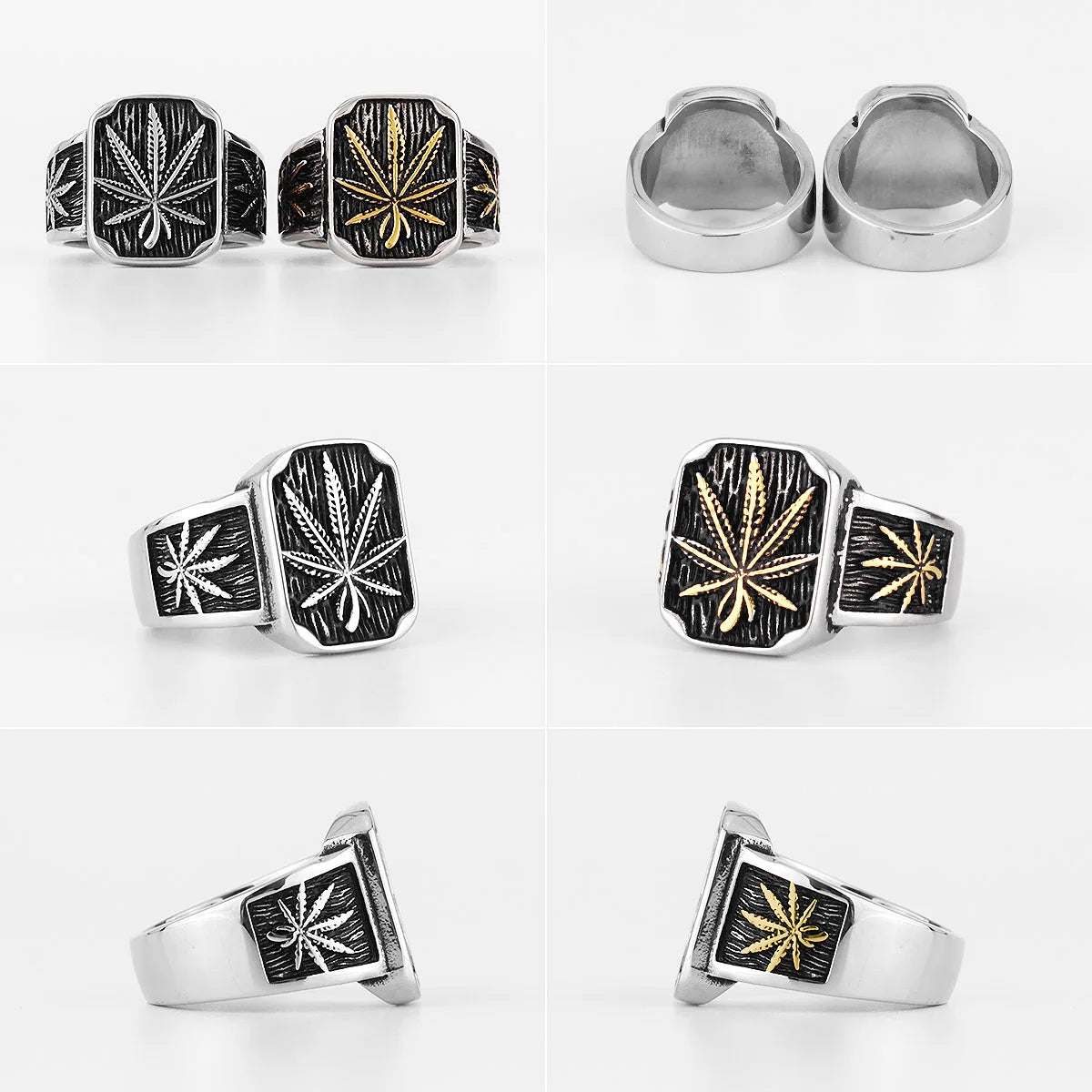 PENDRA Hemp Leaves Boyfriend Steel Ring