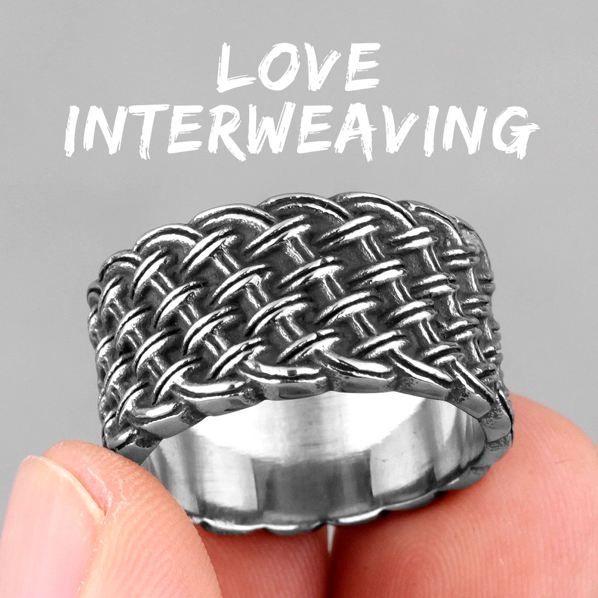 PENDRA Grid Weave Industrial Steel Ring