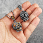 PENDRA Steampunk Cross Skull Steel Necklace