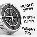 PENDRA Navigator Compass Sailor Steel Ring