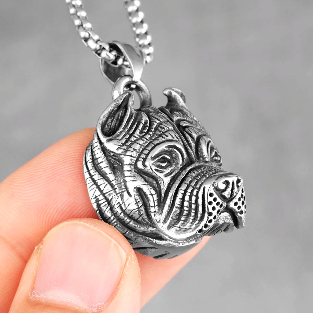 PENDRA Bull Dog Animal Steel Necklace