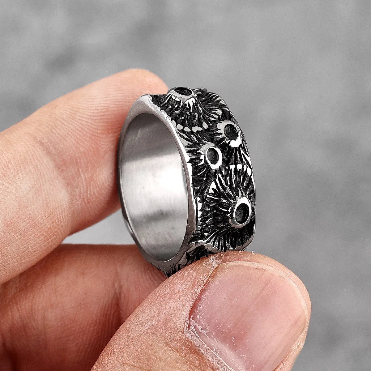 PENDRA Lunar Surface Moon Steel Ring