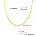 Snake Necklace Men,Gold Color Flat Snakes Chain Necklaces Layering Simple Herringbon Link Choker Men Women Jewelry 38cm - 60cm