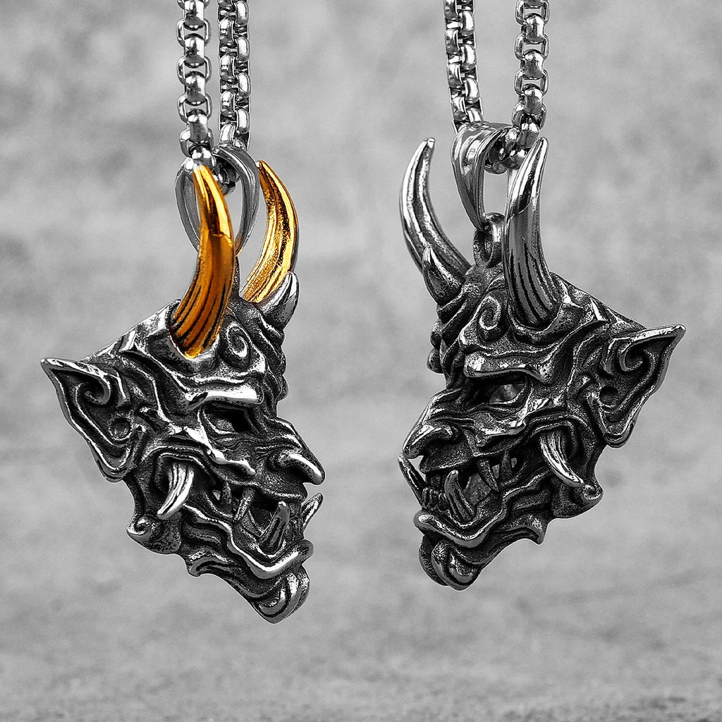 PENDRA Japanese Hannya Horn Steel Mask