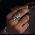 Ring Men Angel Feather Stainless Steel Vintage Feathers Wrap Punk Bike Fashion Jewelry