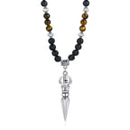 TIBETAN BUDDHIST PHURBA KILAYA THE MAGIC KNIFE WITH TIGER’S EYE LAVA STONE NECKLACE FOR MEN JEWELRY