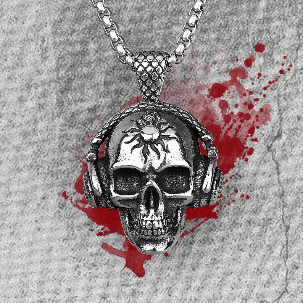 PENDRA Death Rock Headphone Steel Necklace