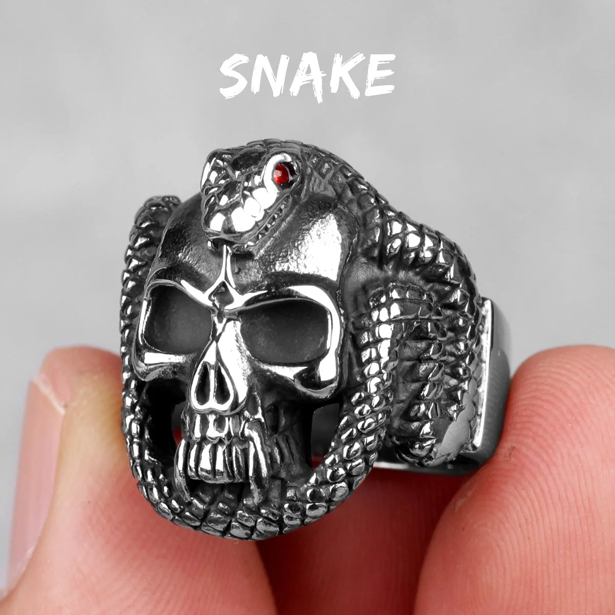 PENDRA Snake Medusa Eyes Steel Ring