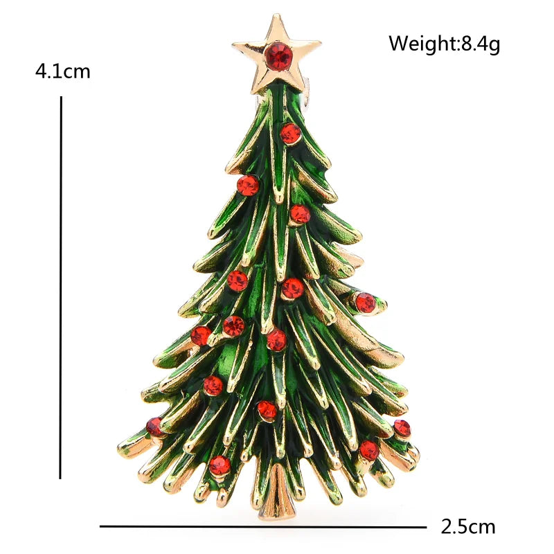 PENDRA Noelisse Rhinestone Enamel Christmas Tree Brooch