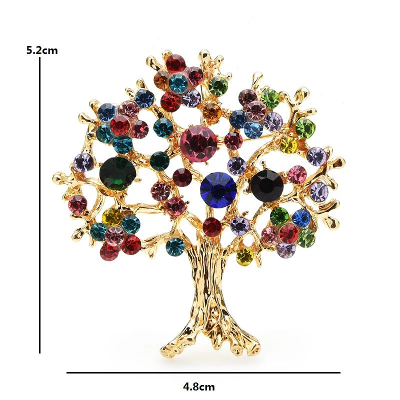 PENDRA Noel Multicolor Rhinestone Christmas Tree Brooch