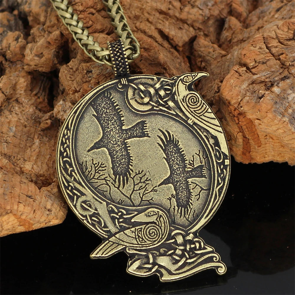 PENDRA Crow Norse Vegvisir Necklace