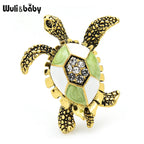 PENDRA Vintage Green Enamel Turtle Brooch