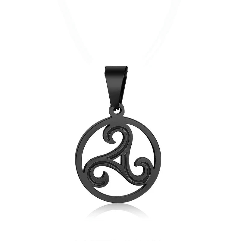 Triskelion Triple Spiral Pendant Triskele Necklace Stainless Steel Bbc Renaissance Unisex Jewelry