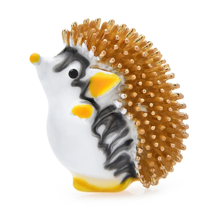 PENDRA Hedgebloom Enamel Hedgehog Brooch