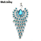 PENDRA Grand Peacock Rhinestone Bird Brooch