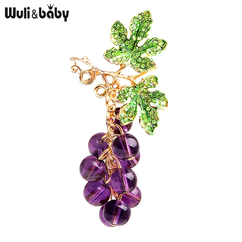 PENDRA Vinetta Glass Bead Grape Brooch