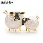 PENDRA Cute Eating Grass Couple Sheep Brooch