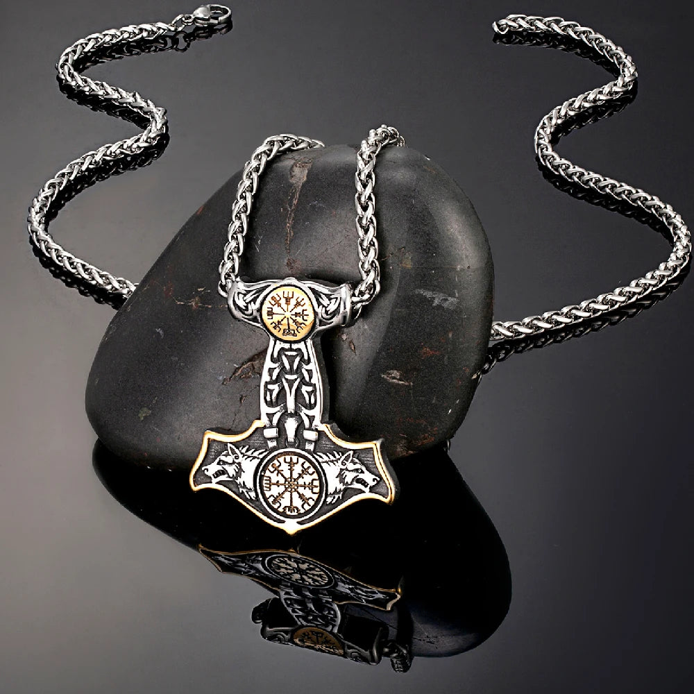 PENDRA Wolf Gold Compass Necklace